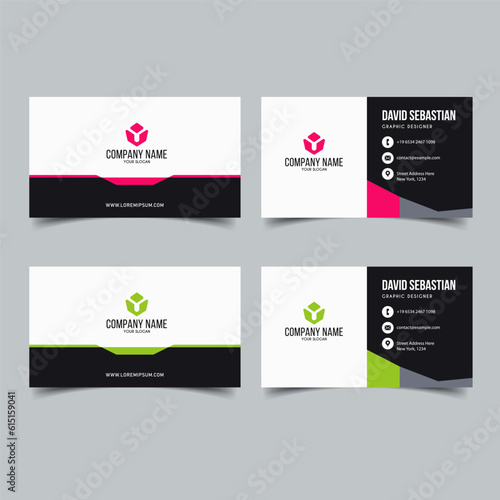 Pink and Green Modern Creative Business Card and Name Card, Horizontal Simple Clean Template Vector Design