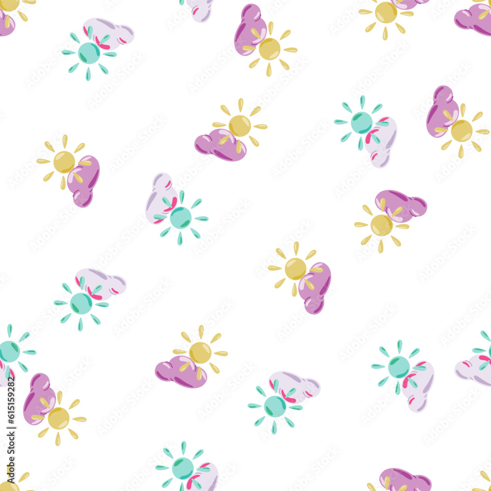 Sun seamless pattern in doodle style. Sun seamless pattern in doodle style.