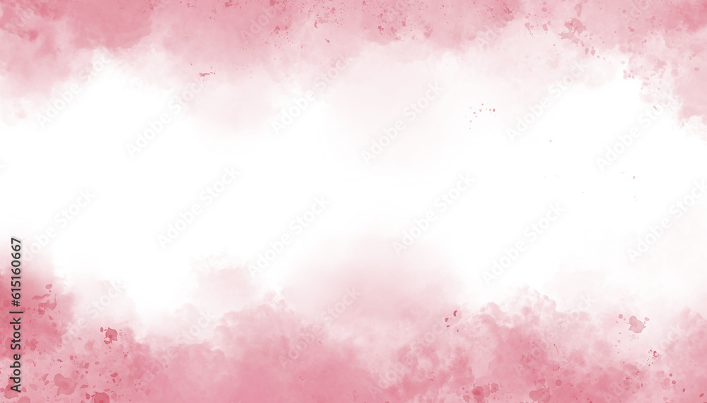 Pink abstract watercolor background with white space