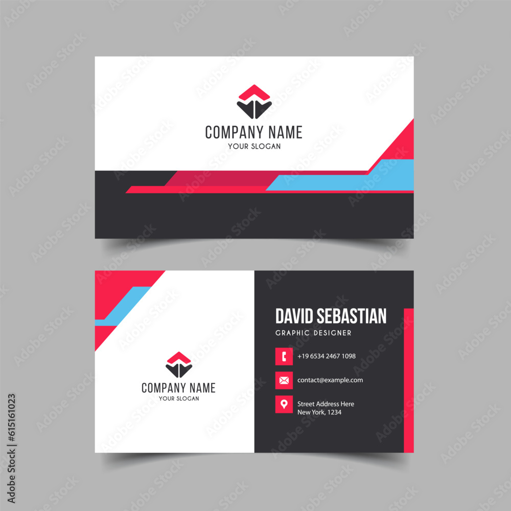 Red and Blue Modern Creative Business Card and Name Card, Horizontal Simple Clean Template Vector Design Red and Blue Modern Creative Business Card and Name Card, Horizontal Simple Clean Template Vector Design