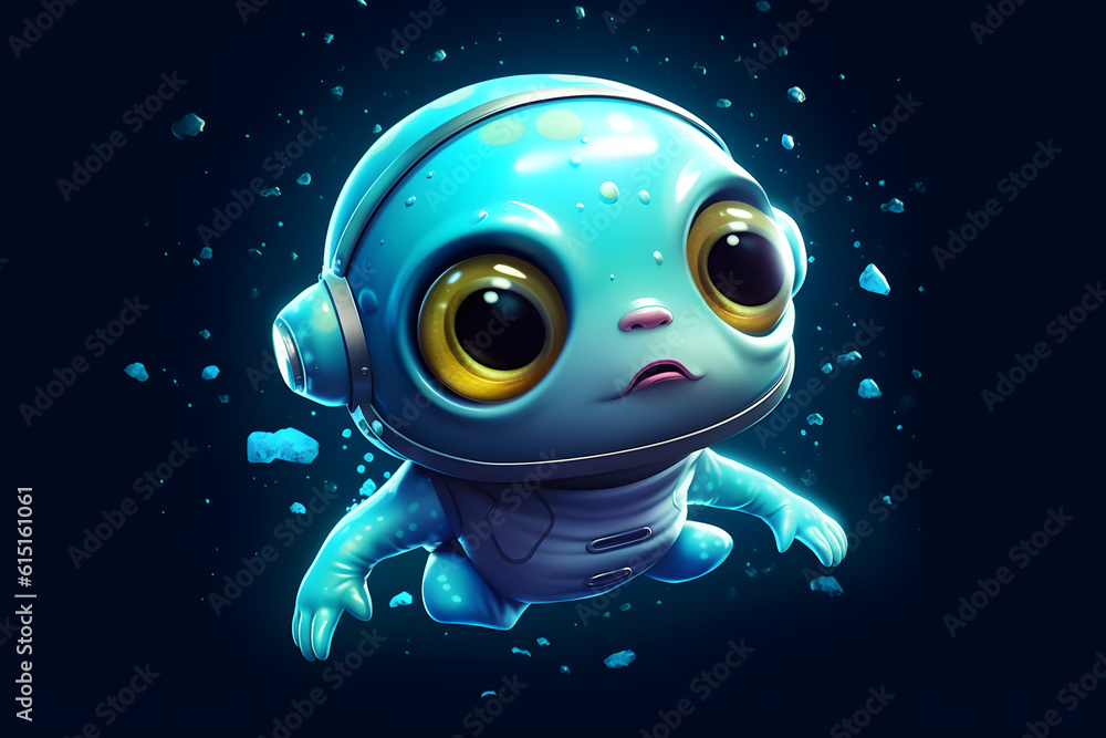 Obraz premium A cute little animal is floating in space. Generative AI
