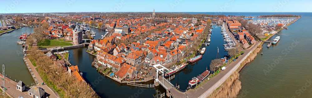 Obraz premium Aerial panorama from the historical city Enkhuizen in the Netherlands