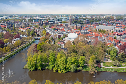 Aerial from the city Zwolle in the Netherlands