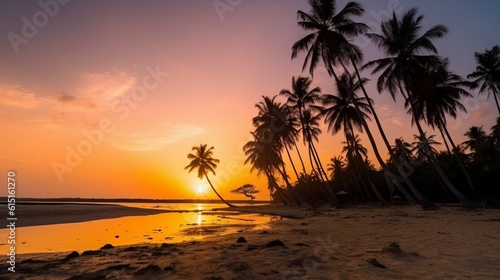 Paradise tropical island beach  sunrise shot. Generative AI.