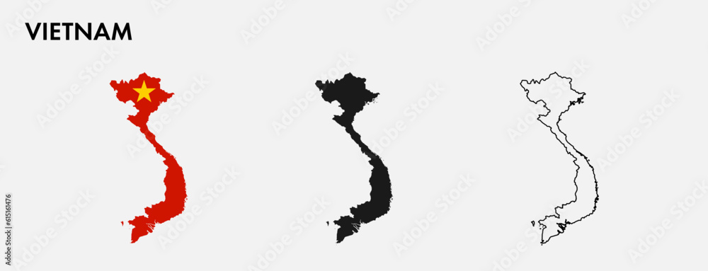 Set of Vietnam map isolated on white background, vector illustration ...