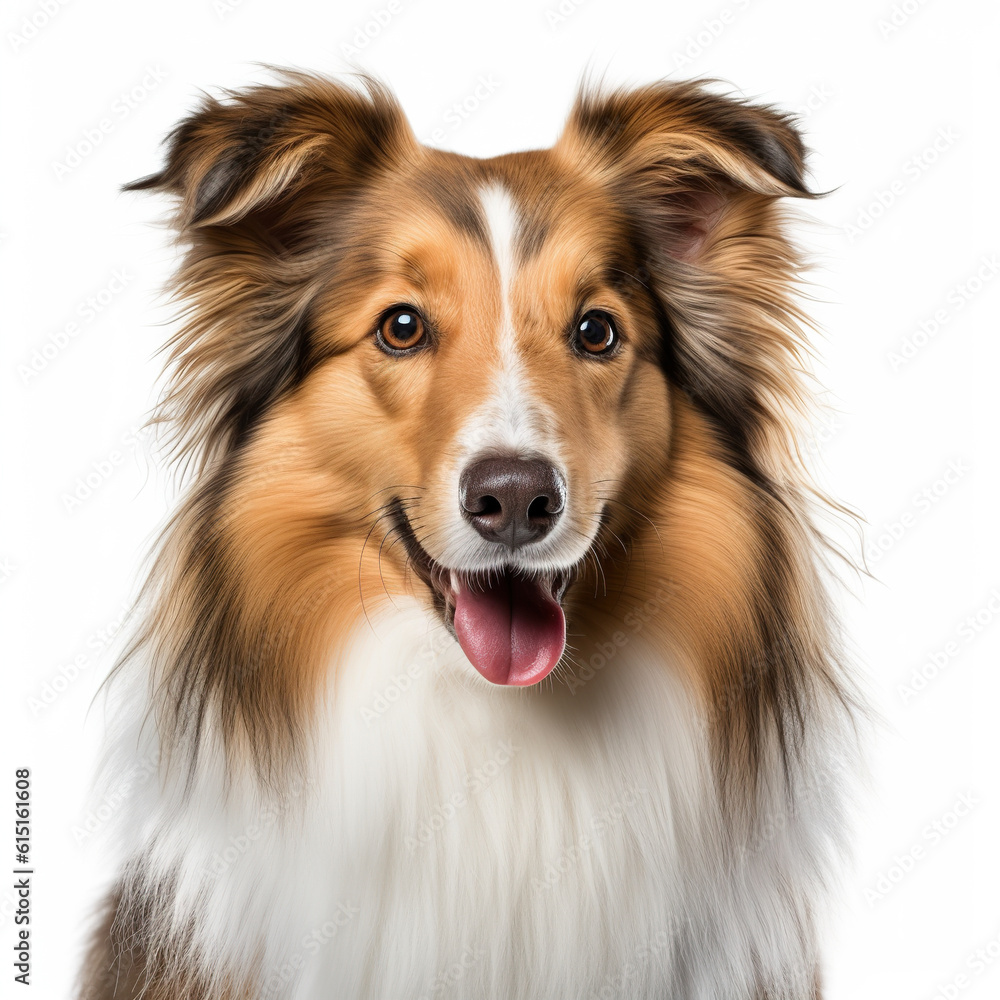 Shetland sheep dog portrait isolated on a white background, ai generative Shetland sheep dog portrait isolated on a white background, ai generative