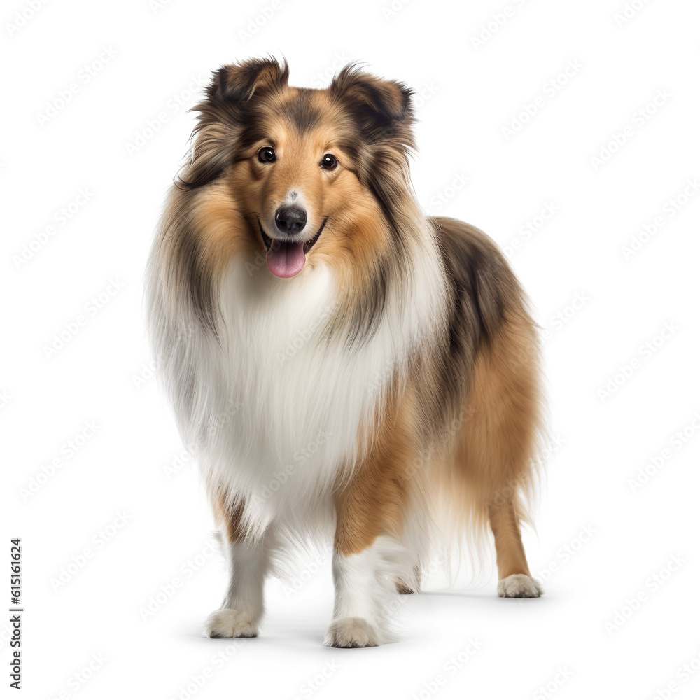 Shetland sheep dog isolated on a white background, ai generative. Shetland sheep dog isolated on a white background, ai generative.