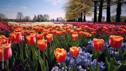 beautiful tulip bouquet in spring. Generative AI