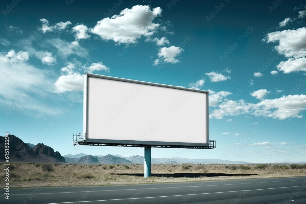 blank white billboard mockup with blue sky view generated by ai blank white billboard mockup with blue sky view generated by ai