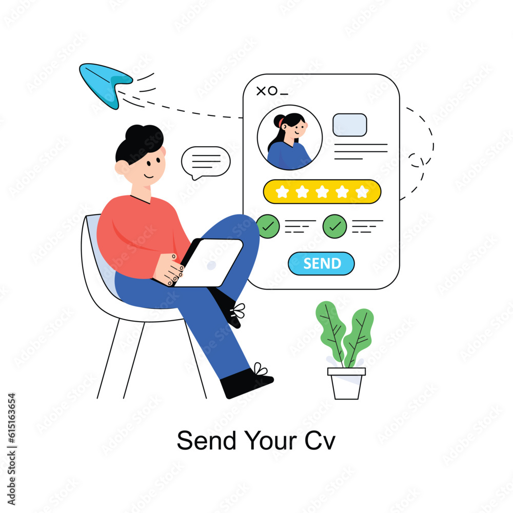 Send Your Cv Flat Style Design Vector illustration. Stock illustration Send Your Cv Flat Style Design Vector illustration. Stock illustration