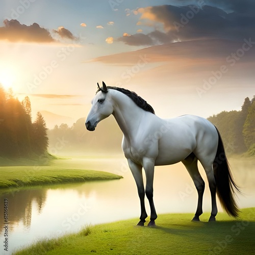 "Wild Beauty: Horses Roaming Free in the Grassland"generative with AI © Safia