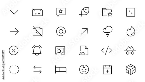 Pixel Perfect. Basic User Interface Essential Set. Line Outline Icons. For App  Web  Print. Editable Stroke. Pixel Stroke Wide with Round Cap and Round Corner