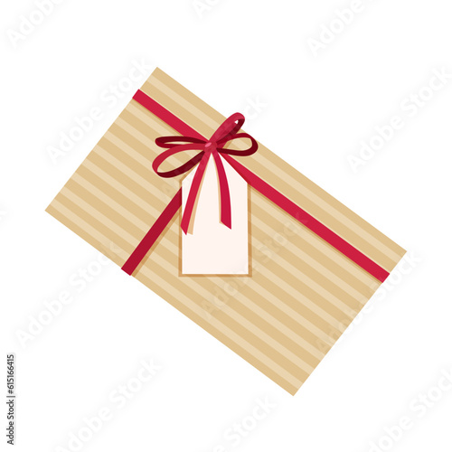 Decorative gift box with a red ribbon and bow