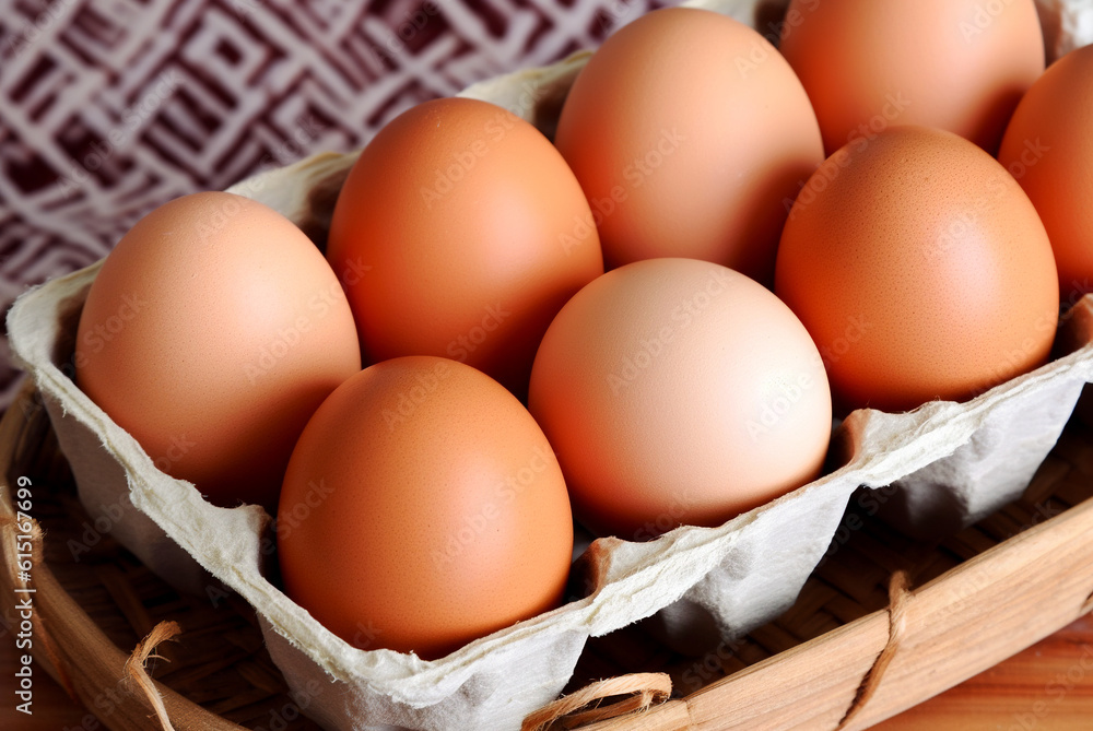 Several rows of chicken eggs in a box. Several rows of chicken eggs in a box.