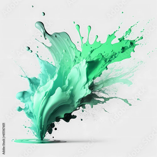 Green paint splash in motion for art design