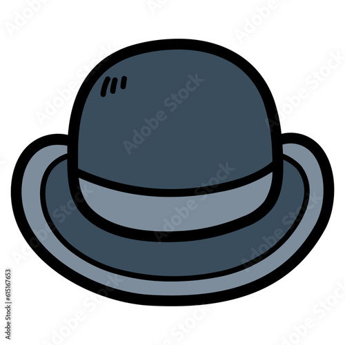 bowler hat filled outline icon style