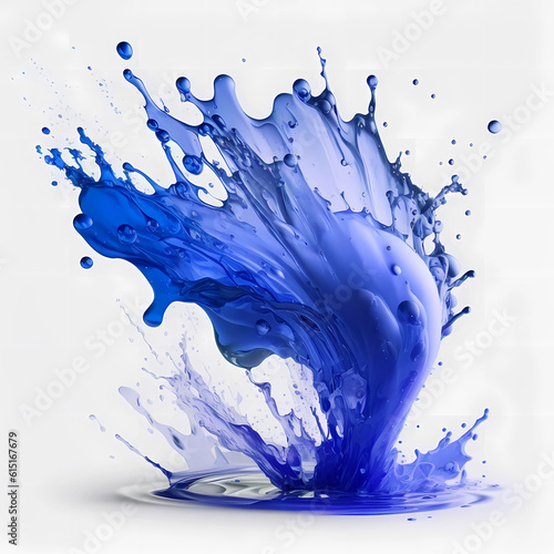 Beautiful blue paint splatter with drops for art design