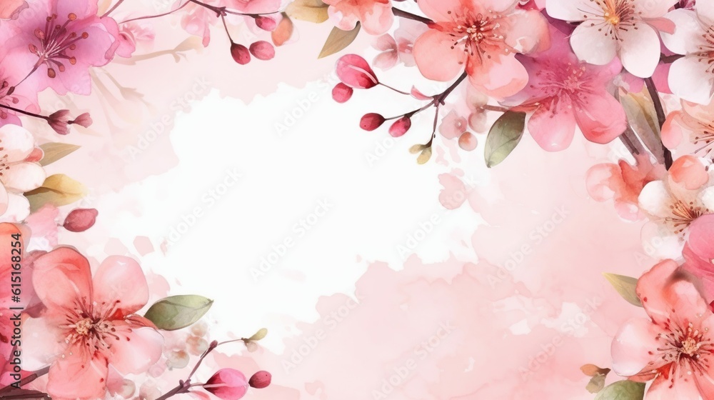 pink jasmine flower frame isolated on white background. generative AI