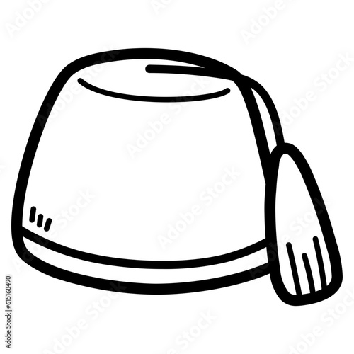 fez hat line icon style