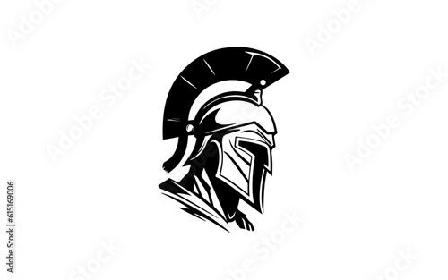 Obraz na plátně A head of spartan shape isolated illustration with black and white style for template