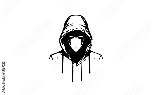 anonymous shape isolated illustration with black and white style for template.