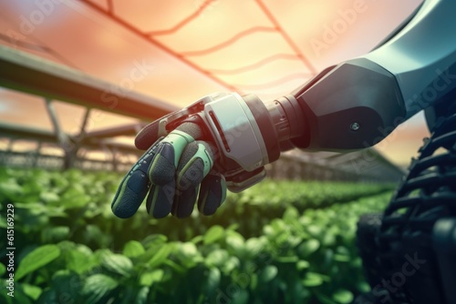 Smart robotic farmers concept, robot farmers, Agriculture technology, Farm automation