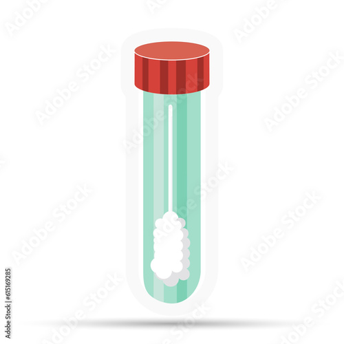 Test tube with cotton swab flat sign