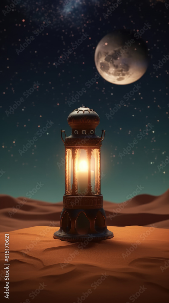 Lanterns of Blessings, Serene Eid Mubarak Background with Minimal Crescent Moon Lanterns of Blessings, Serene Eid Mubarak Background with Minimal Crescent Moon