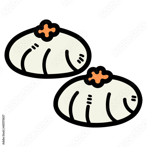 chive dumpling filled outline icon style