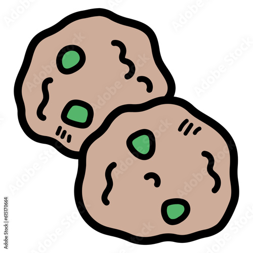 steamed meatball filled outline icon style