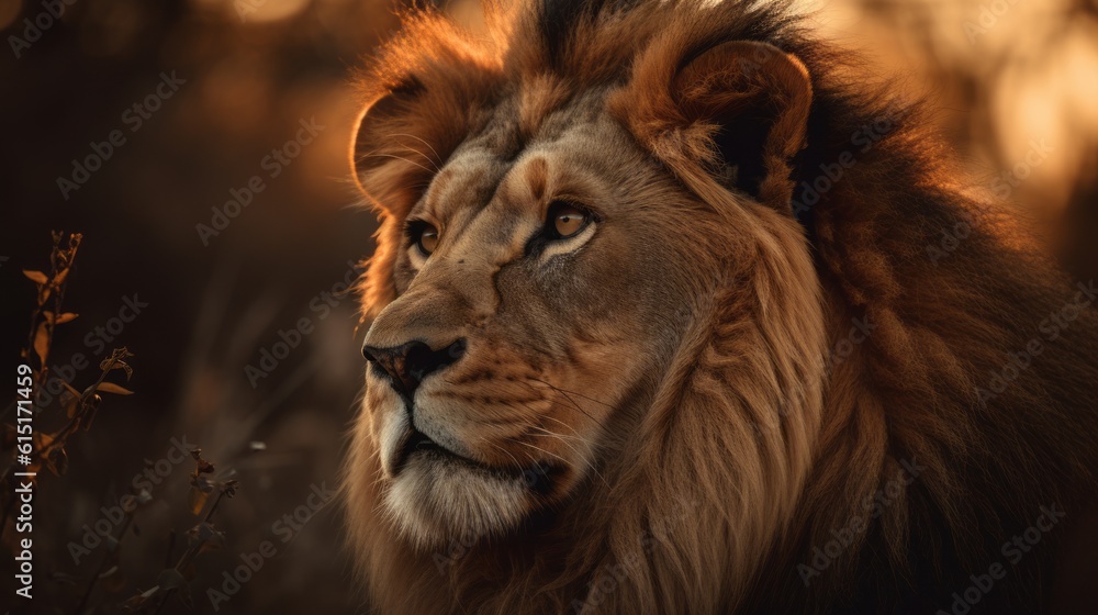 Fototapeta premium A breathtaking 4k wallpaper for Macbook Pro featuring portrait lion ultra-realistic.