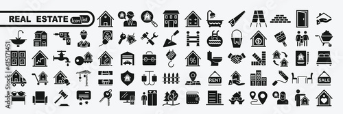Real Estate icons. Real estate symbols set.	