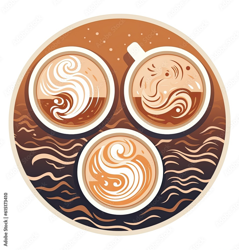Fototapeta premium Intricate Cybernetic Icons Merged with Humorous Coffee Imagery | AI Generated
