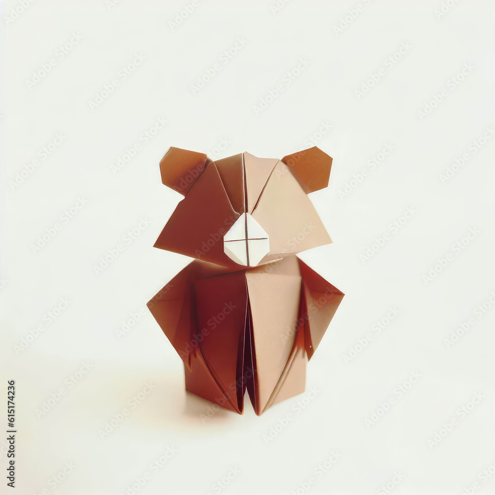 Obraz premium Folded Walking Origami Teddy Bear Paper Art