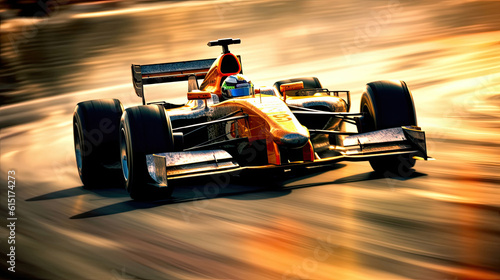 Race car racing on speed track