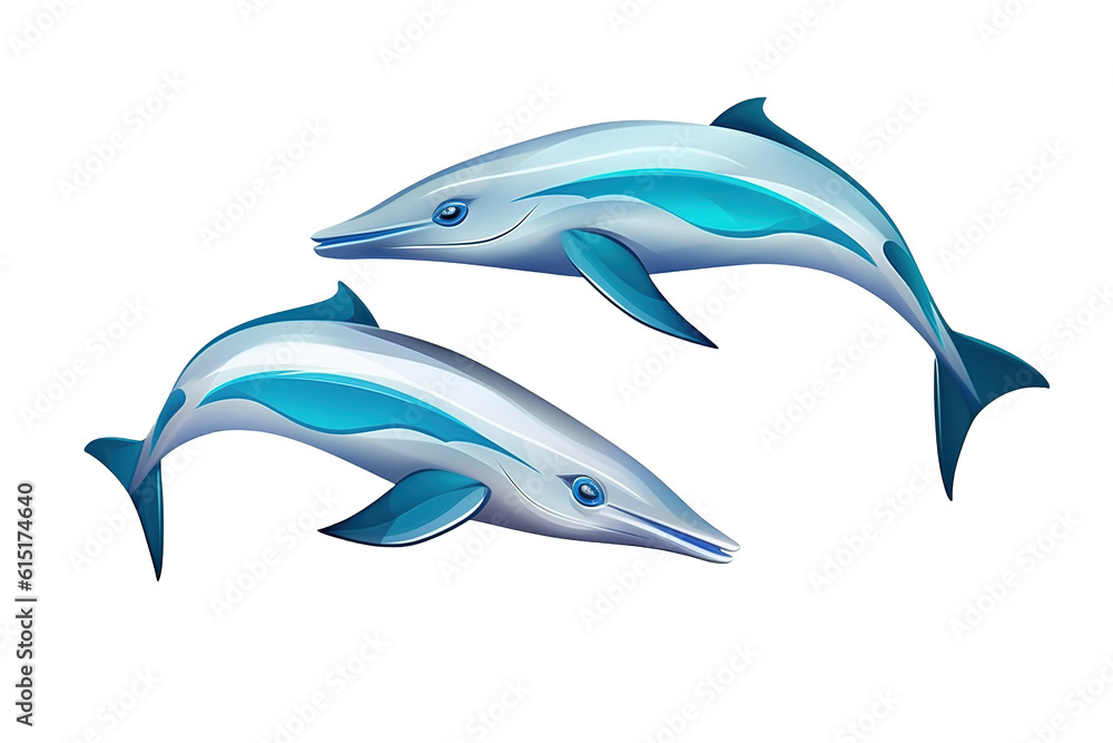 Fototapeta premium Dynamic Dolphins fish. Transparent background. generative AI