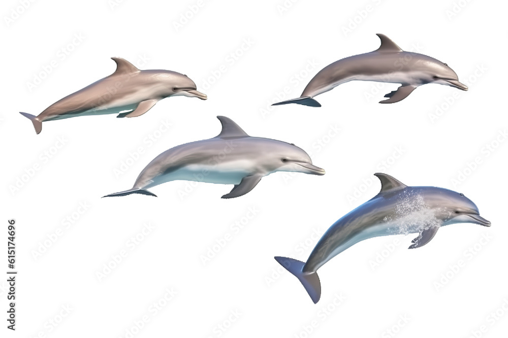 Dynamic Dolphins fish. Transparent background. generative AI Dynamic Dolphins fish. Transparent background. generative AI