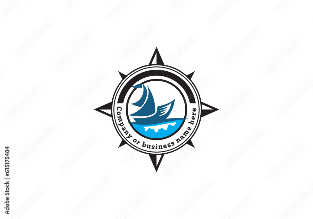 Fototapeta premium Compass Nautical Emblem Vector
