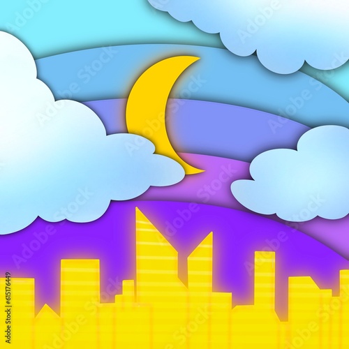 Moon sky above the city
