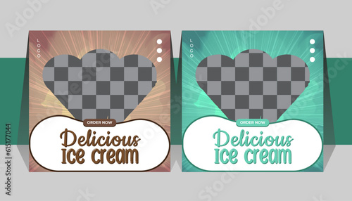 Ice cream social media restaurant promotional template design.