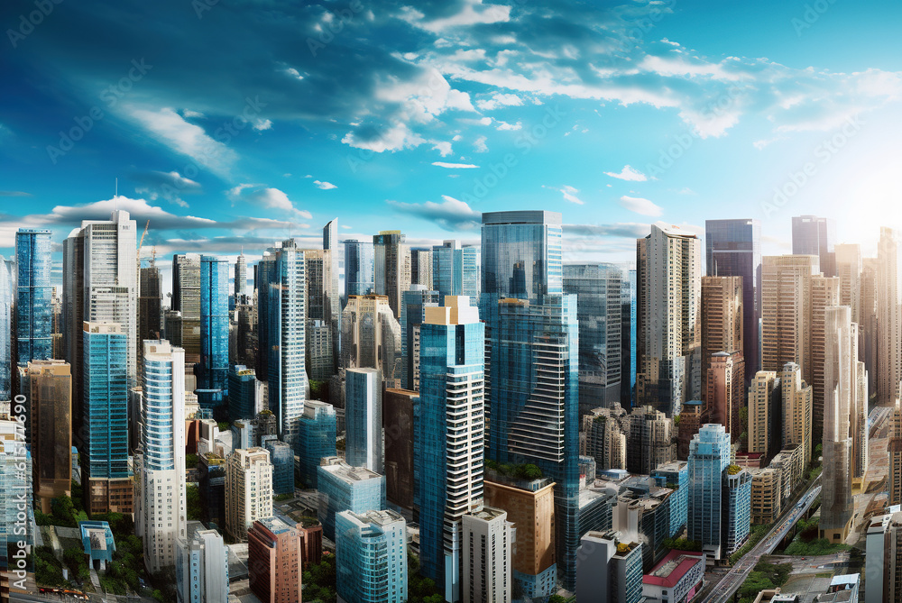Obraz premium Aerial view of a huge metropolis.