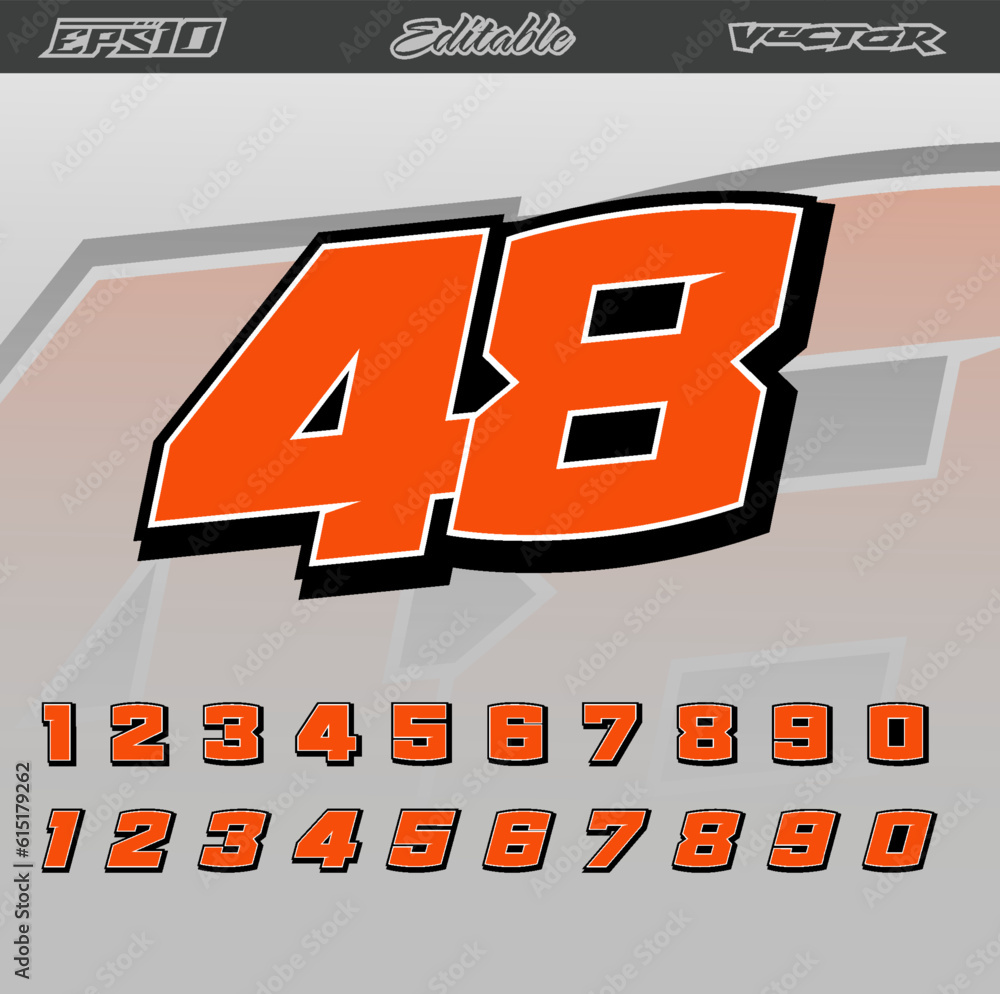 Racing number effect design vector editable Stock Vector | Adobe Stock