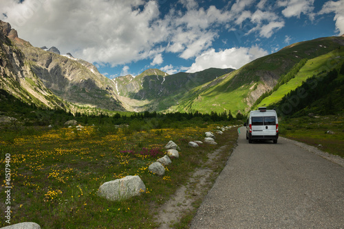 Van life in Ferret Valley close to Courmayeur, Italy