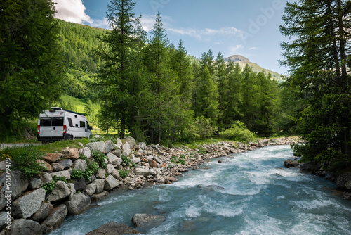 Van life in Ferret Valley close to Courmayeur, Italy