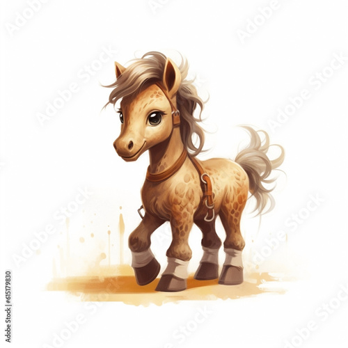illustration of a cute brown horse on a white background © Gantar
