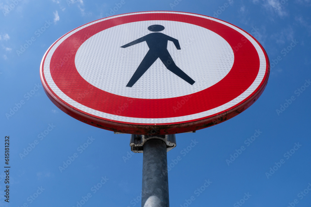 Dutch road sign: no access for pedestrians