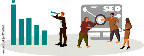 SEO Optimierung - Team analysiert und optimiert - Marketing Strategie - Zahlen und KPI