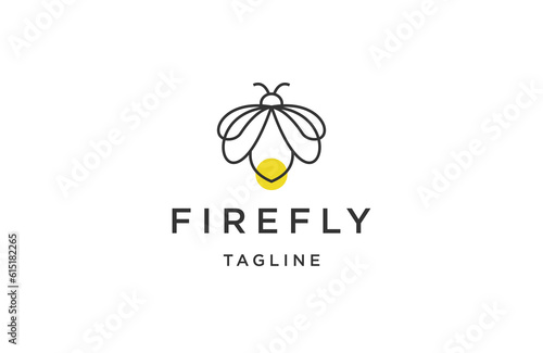 Firefly with line art style logo icon design template flat vector
