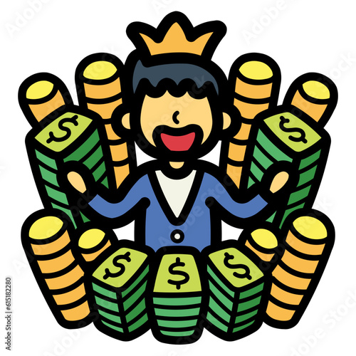 billionaire filled outline icon style