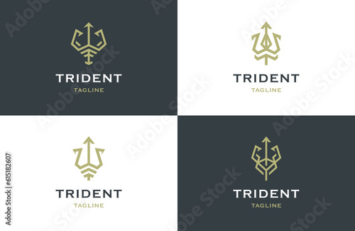 Set of trident logo icon design template flat vector